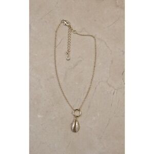 New Sterling Silver Pave Cowrie‎ Seashell Anklet Gold Tone 8.5-10"